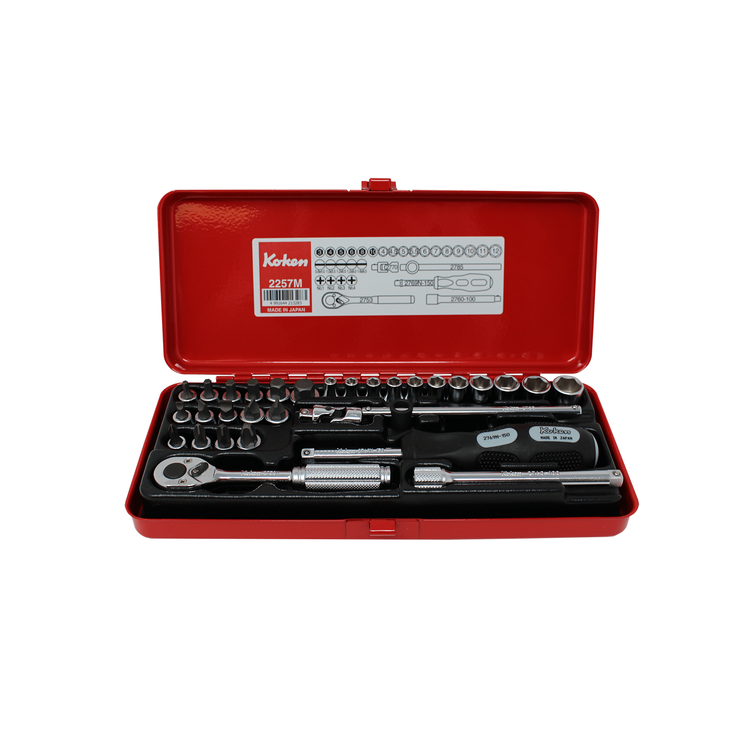 Ko-ken 2257M 1/4 Sq. Dr. Socket set 6 point 31 pieces