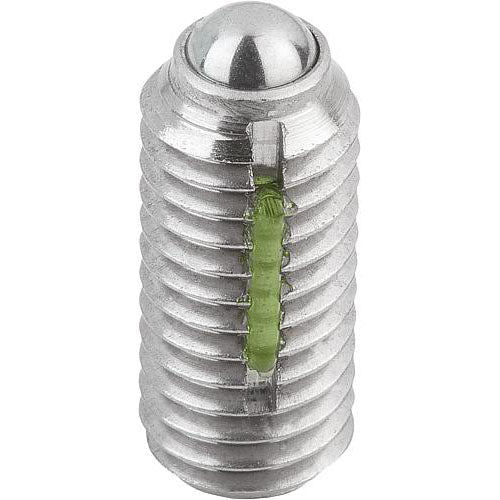 KIPP K0326.04 SPRING PLUNGER STANDARD SPRING FORCE, WITH THREAD LOCK D=M04 L=10, STAINLESS STEEL, COMP:BALL STAINLESS STEEL