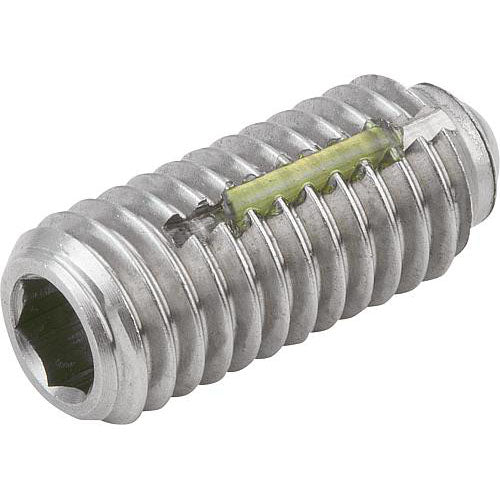 KIPP K0326.04 SPRING PLUNGER STANDARD SPRING FORCE, WITH THREAD LOCK D=M04 L=10, STAINLESS STEEL, COMP:BALL STAINLESS STEEL