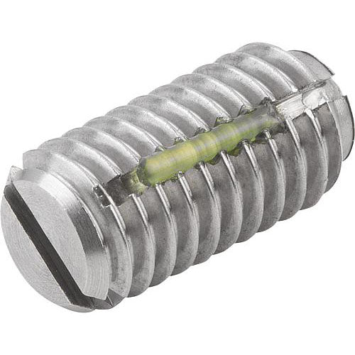 KIPP K0322.10 SPRING PLUNGER STANDARD SPRING FORCE, WITH THREAD LOCK D=M10 L=19, STAINLESS STEEL, COMP:BALL STAINLESS STEEL