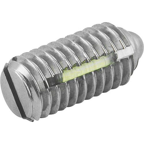 KIPP K0324.12 SPRING PLUNGER STANDARD SPRING FORCE, WITH THREAD LOCK D=M12 L=22, STAINLESS STEEL, COMP:PIN STAINLESS STEEL, PU=5 Online Sale
