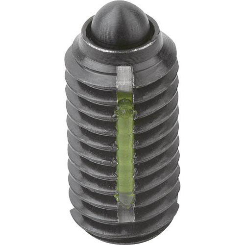 KIPP K0323.206 SPRING PLUNGER INTENSIFIED SPRING FORCE, WITH THREAD LOCK D=M06 L=14, STEEL, COMP:PIN STEEL, PU=10