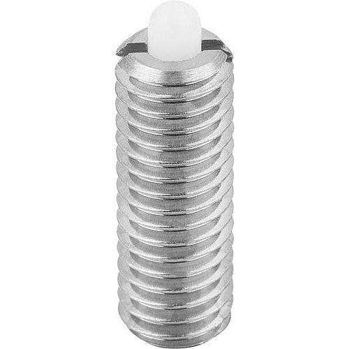 KIPP K0320.12 SPRING PLUNGER STANDARD SPRING FORCE D=M12 L=28, STAINLESS STEEL, COMP:PIN POM
