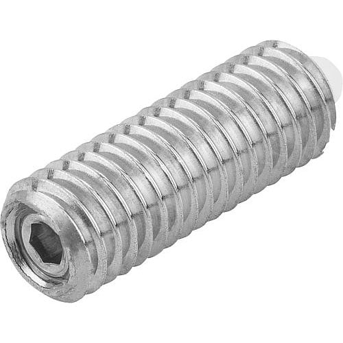 KIPP K0320.12 SPRING PLUNGER STANDARD SPRING FORCE D=M12 L=28, STAINLESS STEEL, COMP:PIN POM