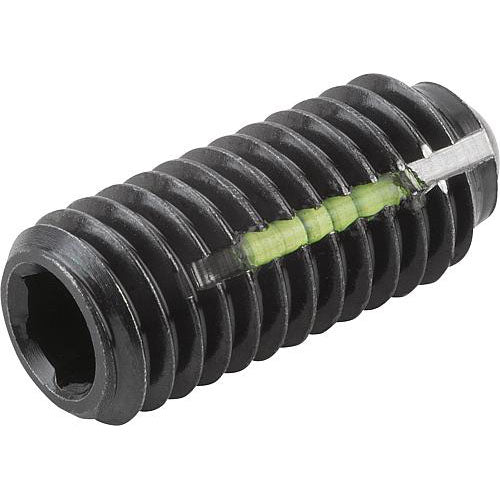 KIPP K0325.A5 SPRING PLUNGER STANDARD SPRING FORCE, WITH THREAD LOCK D=1/2-13 L=26, STEEL, COMP:BALL STEEL, PU=5