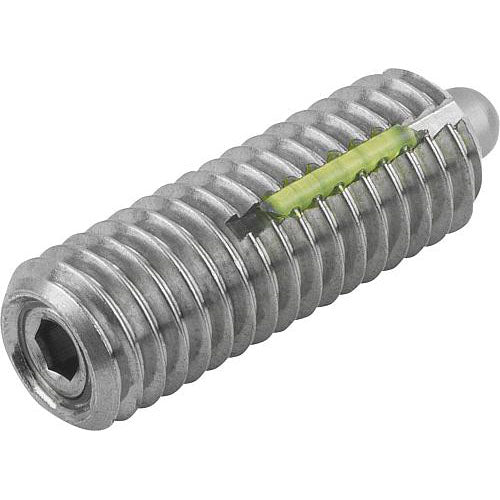 KIPP K0329.12 SPRING PLUNGER STANDARD SPRING FORCE, WITH THREAD LOCK D=M12 L=28, STAINLESS STEEL, COMP:PIN STAINLESS STEEL, PU=5