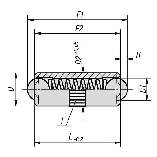 KIPP K0337.025 SPRING PLUNGER SPRING FORCE, SMOOTH VERSION, DOUBLE SIDED, D=2,5 L=6, BRASS, COMP:BALL STAINLESS STEEL, PU=25
