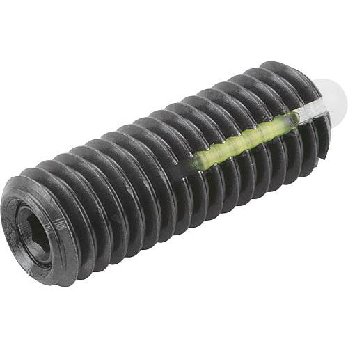 KIPP K0328.105 SPRING PLUNGER LIGHT SPRING FORCE, WITH THREAD LOCK D=M05 L=18, STEEL, COMP:PIN POM