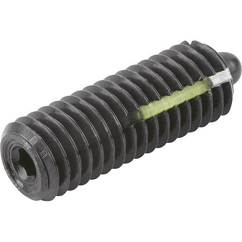 KIPP K0327.2A5 SPRING PLUNGER INTENSIFIED SPRING FORCE, WITH THREAD LOCK D=1/2-13 L=28, STEEL, COMP:PIN STEEL, PU=5