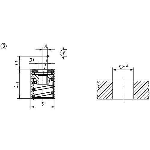 KIPP K0370.32056 LATERAL SPRING PLUNGER, SPRING FORCE WITHOUT THRUST PIN, FORM:B W. SEAL D=10, L1=4, ALUMINIUM, COMP:STEEL Online Hot Sale