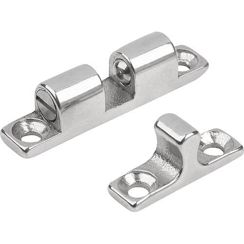 KIPP K0583.702 DOUBLE BALL CATCH, L=70, B=13, H=17, A=60, STAINLESS STEEL 1.4401 BLASTED, COMP:BALL STAINLESS STEEL