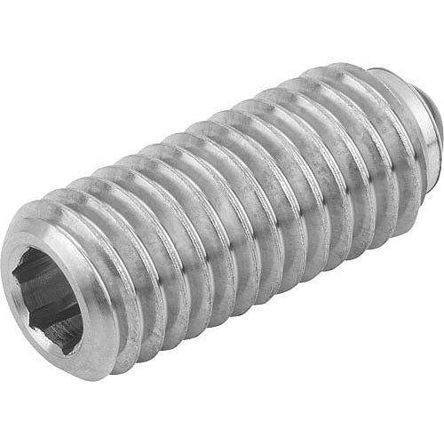 KIPP K0610.12 SPRING PLUNGER, HEXAGON SOCKET, SPRING FORCE, D=M12, L=26, STAINLESS STEEL, COMP:BALL CERAMIC, PU=5