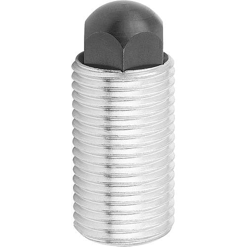 KIPP K0977.2212 SPRING PUSH-PULL PLUNGER INTENSIFIED SPRING FORCE, WITH ROTATION LOCK D=M12X1,5 L=20, FORM:H, STEEL, COMP:PIN