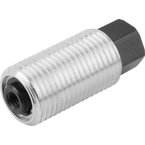 KIPP K0977.1216 SPRING PUSH-PULL PLUNGER INTENSIFIED SPRING FORCE, WITH ROTATION LOCK D=M16X1,5 L=28, FORM:I, STEEL, COMP:PIN