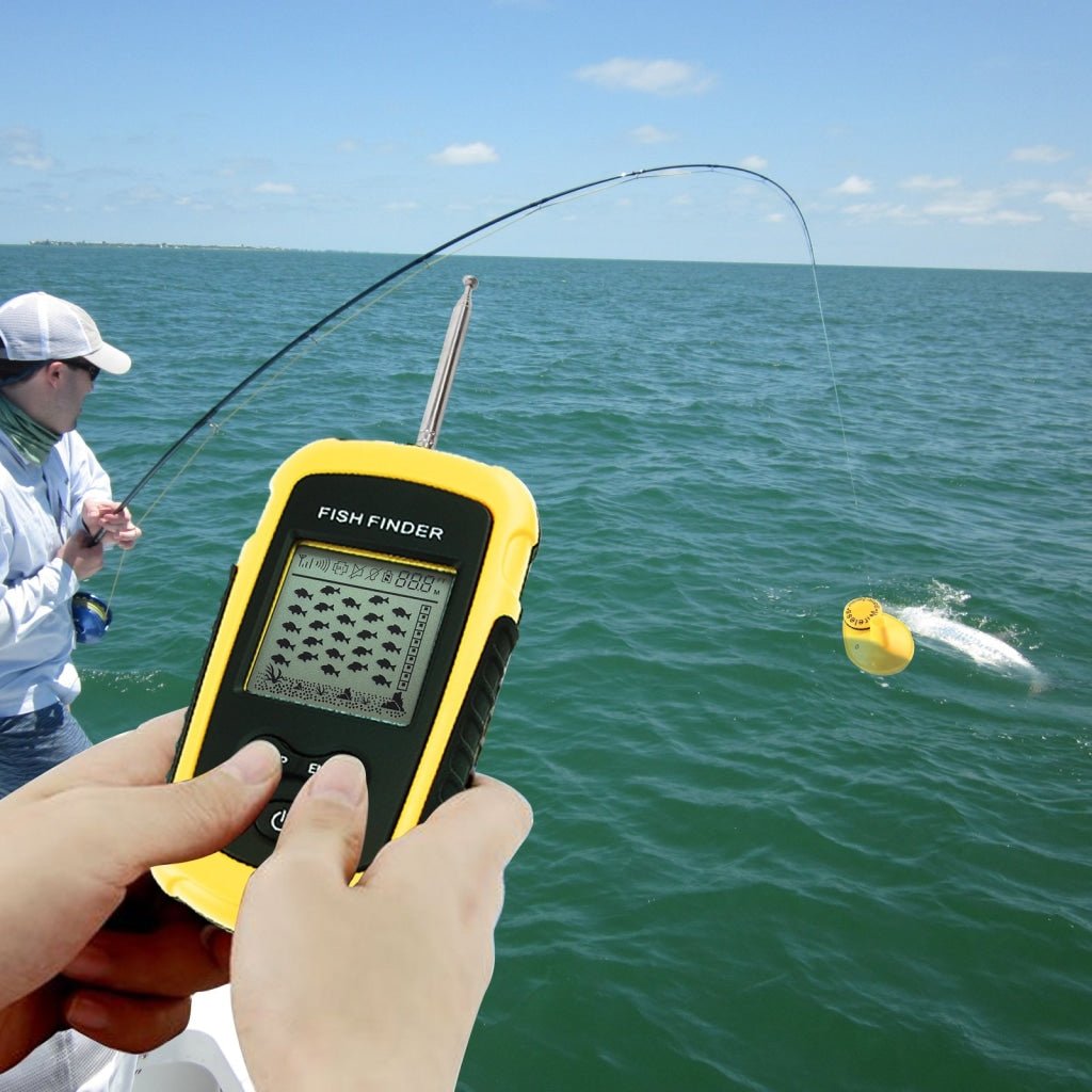 FFW-1108-1 LUCKY Dot Matrix Wireless Sonar Sensor Fish Finder with Audible Fish Alarm & Backlight, Depth Sounder 45m (147ft) for fresh and salt water, ocean, river, lake, sea, ice icy water, Fish Locator, Bottom Contour Weed Detector