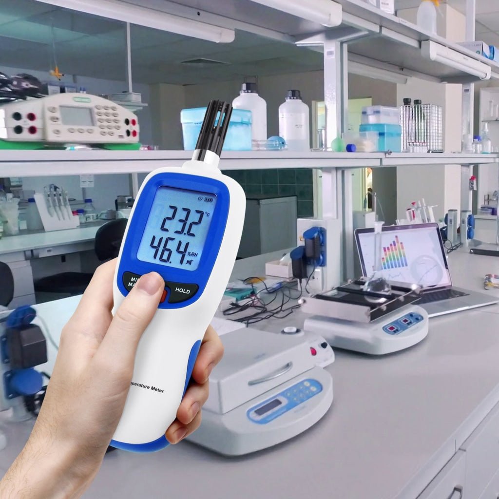 HTM-49 Gain Express Digital Humidity & Temperature Meter Hygrometer Psychrometer, Dew point and Wet-bulb Temperature range -20~70°C, Humidity range 0~100%RH, Min/Max Hold, LCD Backlight