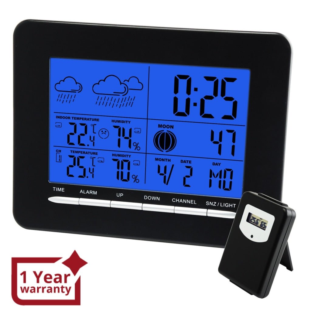 S08S3318BL_1S Digital Indoor/Outdoor Wireless Weather Station Temperature DCF Radio Controlled Clock