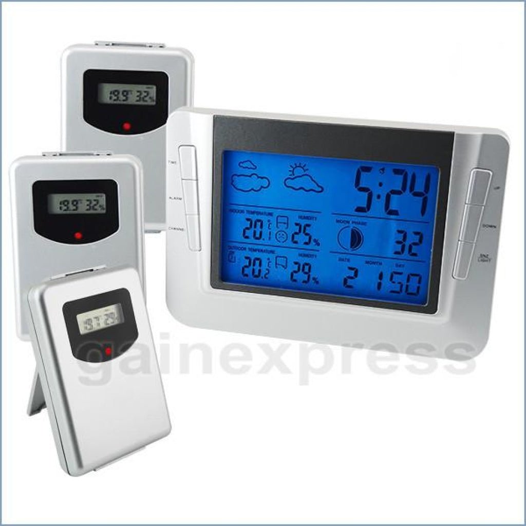 S08S608B_3S Indoor Outdoor Weather Forecast Station Temperature RCC Clock Calendar with 3 sensors Supply