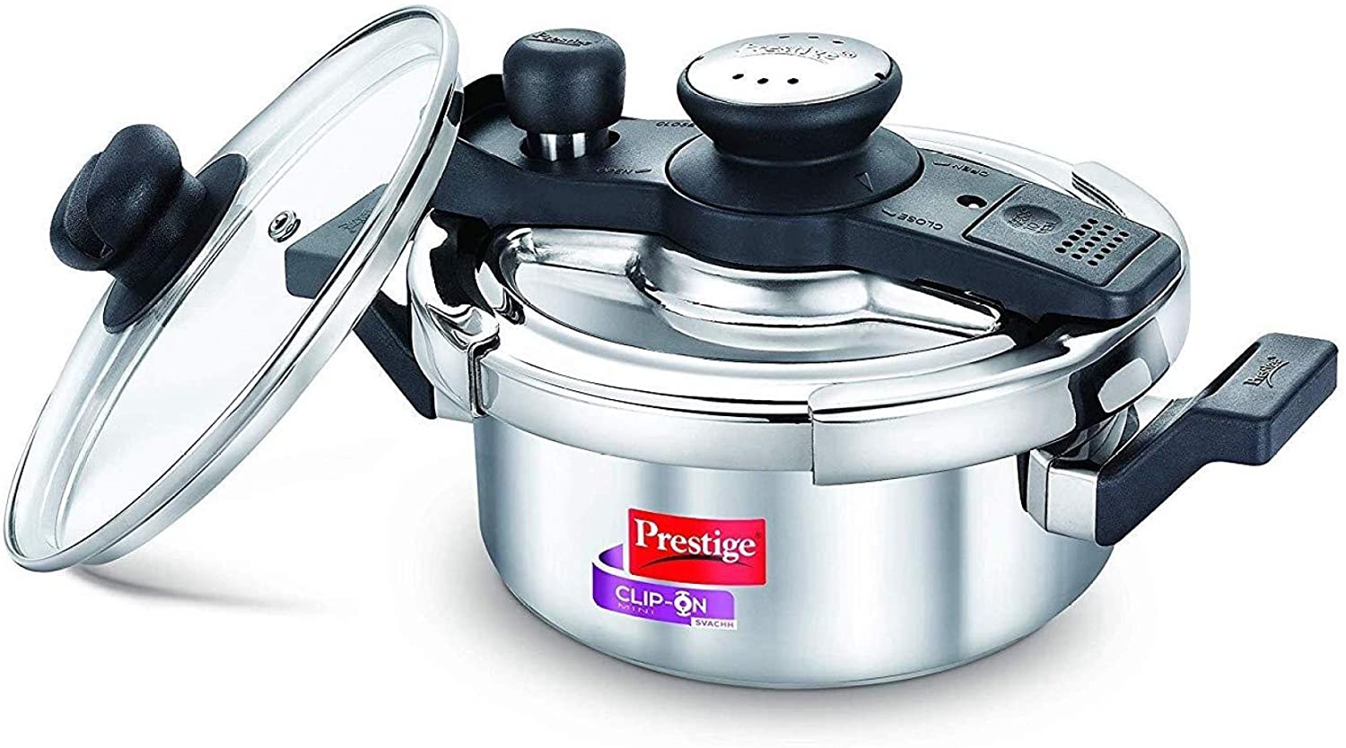 Prestige Svachh Clip-on 2 Litre Stainless Steel Pressure Cooker with Glass Lid Sale