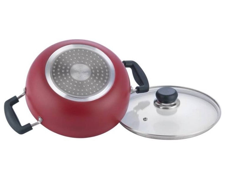 Vinod Non Stick Deep Kadai Induction with Glass Lid Online now