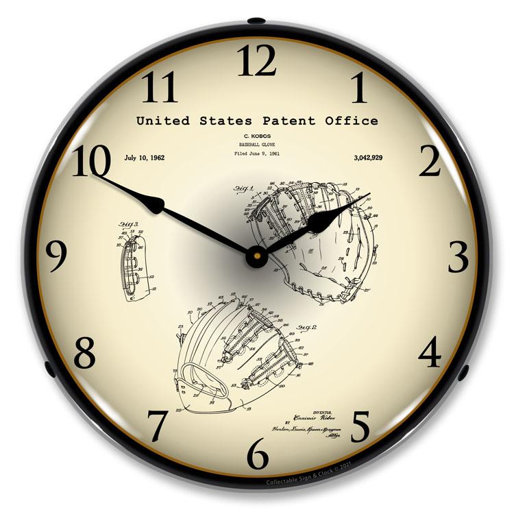 Collectable Sign and Clock – Baseball Glove 1962 Patent Clock