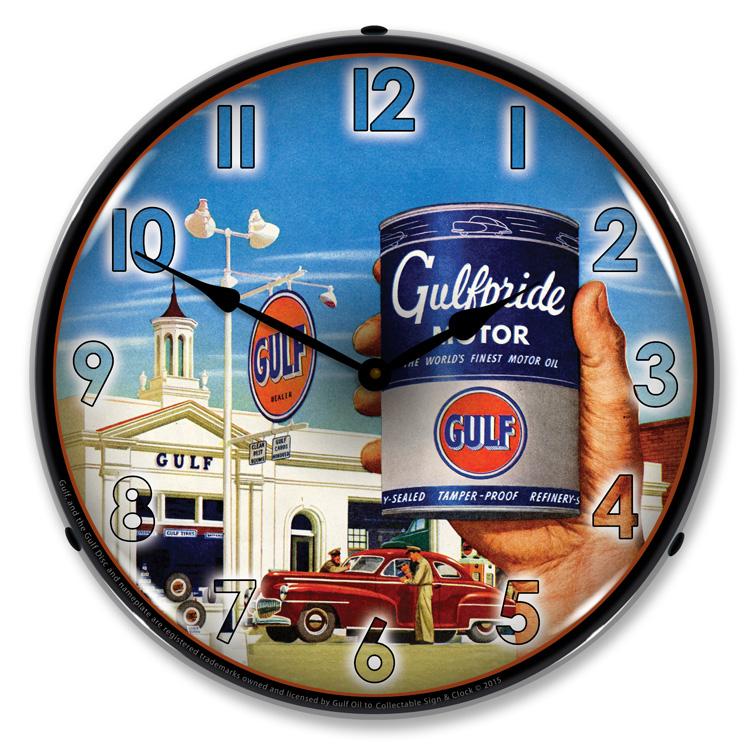 Collectable Sign and Clock – Gulfpride Motor Oil Clock Discount