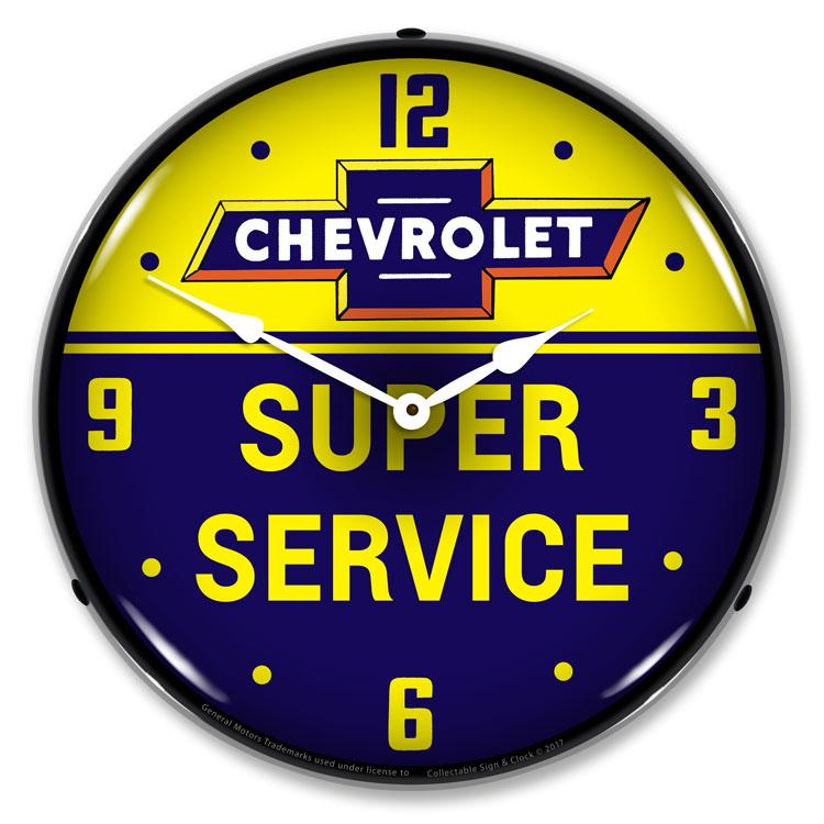 Collectable Sign and Clock – Chevrolet Bowtie Super Service Clock