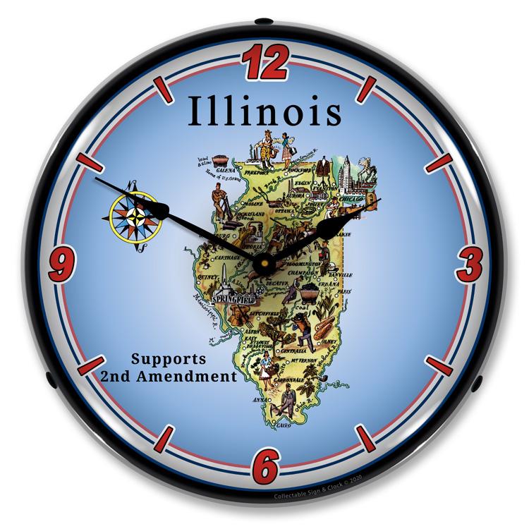 Collectable Sign and Clock – Illinois Supports the 2nd Amendment Clock on Sale