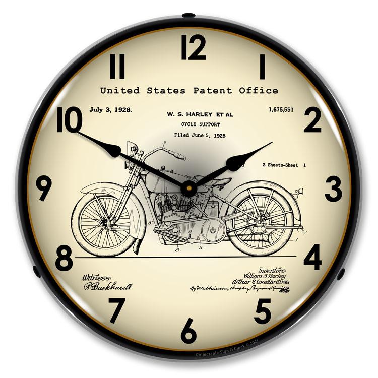 Collectable Sign and Clock – Harley 1928 Patent Clock