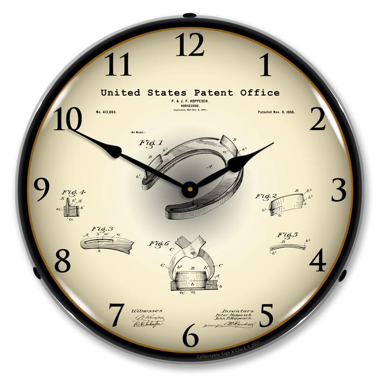 Collectable Sign and Clock – Horseshoe 1898 Patent Clock
