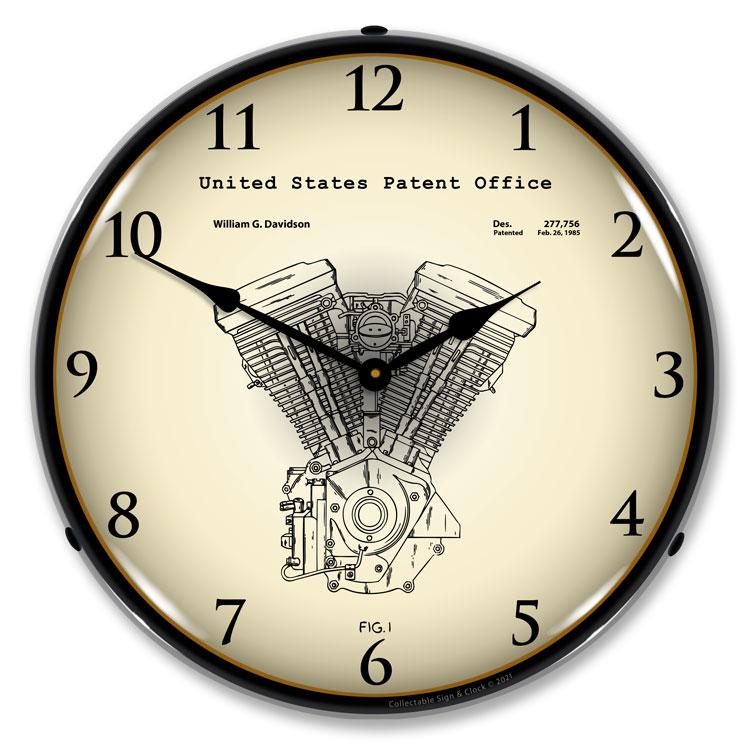 Collectable Sign and Clock – Harley Davidson Evolution Engine Patent Clock