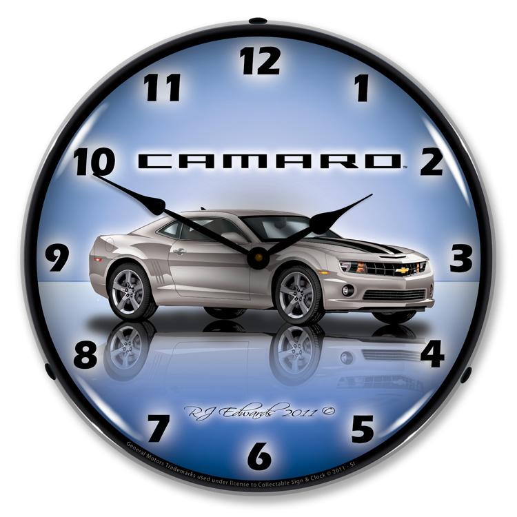 Collectable Sign and Clock – Camaro G5 Silver Ice Clock