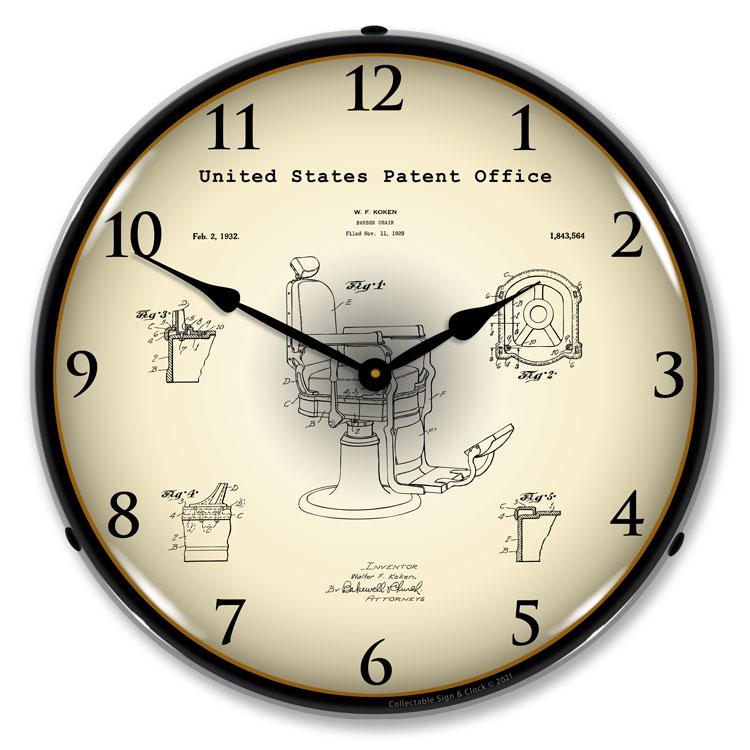Collectable Sign and Clock – Koken Barber’s Chair 1929 Patent Clock Online