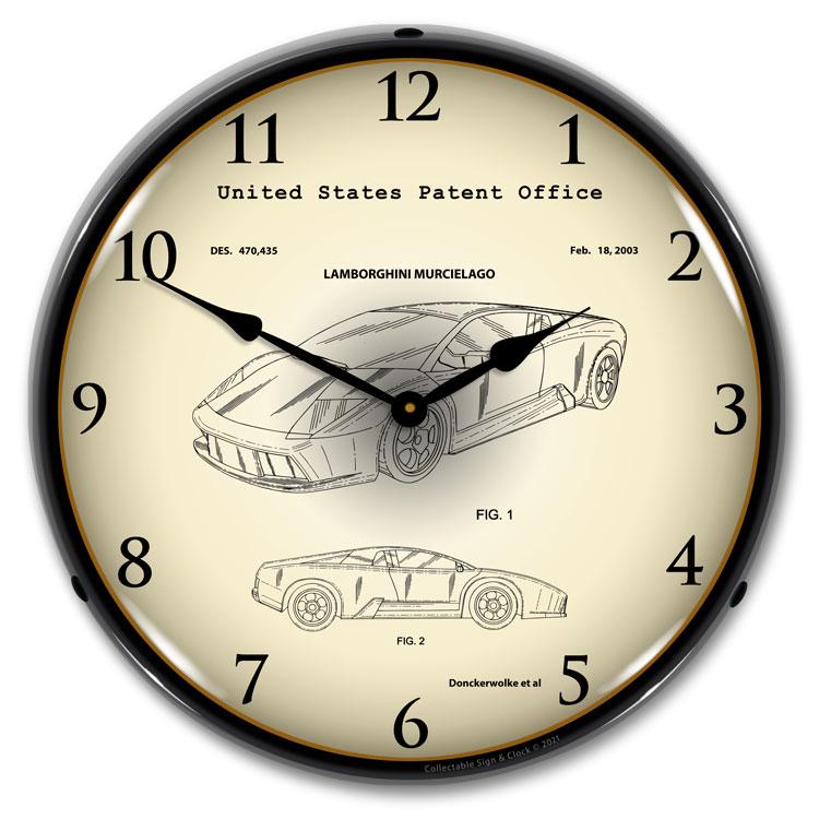 Collectable Sign and Clock – Lamborghini Murcielago 2003 Patent Clock