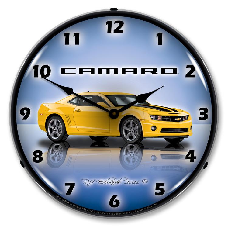 Collectable Sign and Clock – Camaro G5 Rally Yellow Clock