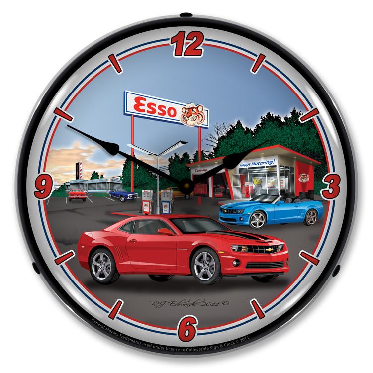 Collectable Sign and Clock – Camaro Esso Station Clock Fashion