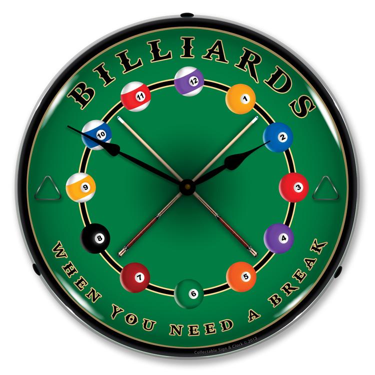 Collectable Sign and Clock – Billiards Clock