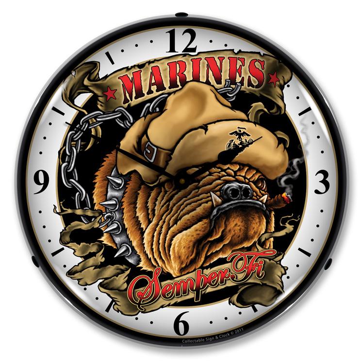 Collectable Sign and Clock – Marines Bulldog Clock