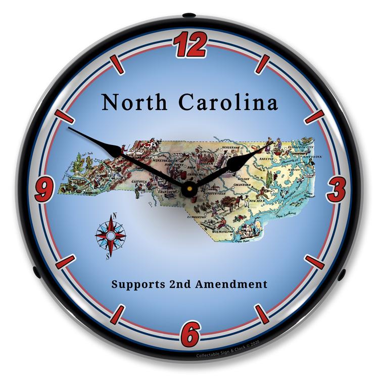 Collectable Sign and Clock – North Carolina Supports the 2nd Amendment Clock