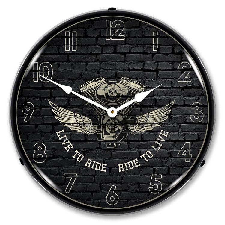 Collectable Sign and Clock – Live to Ride Ride to Live Clock