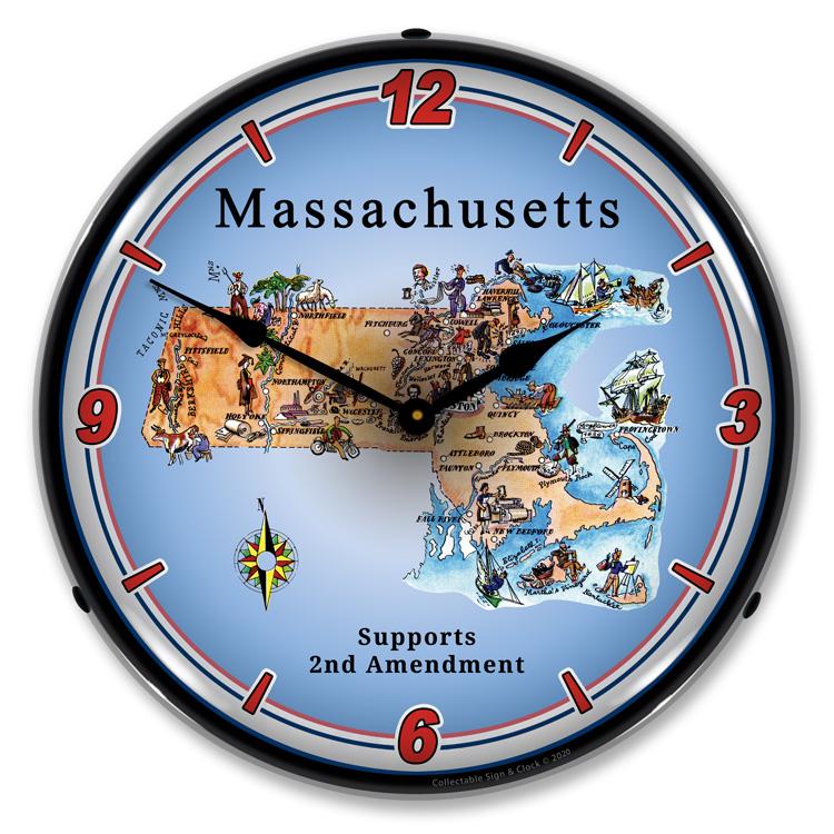 Collectable Sign and Clock – Massachusetts Supports the 2nd Amendment Clock