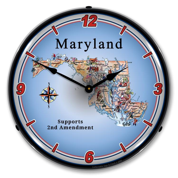 Collectable Sign and Clock – Maryland Supports the 2nd Amendment Clock