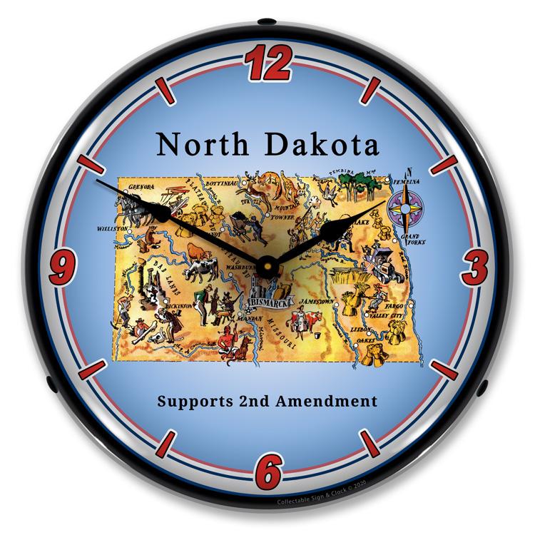 Collectable Sign and Clock – North Dakota Supports the 2nd Amendment Clock