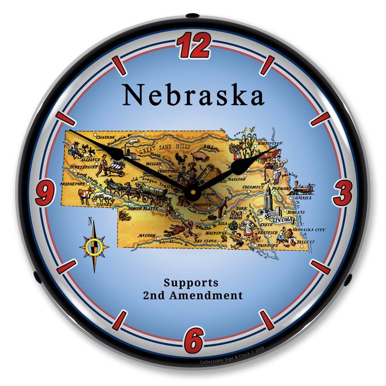 Collectable Sign and Clock – Nebraska Supports the 2nd Amendment Clock on Sale