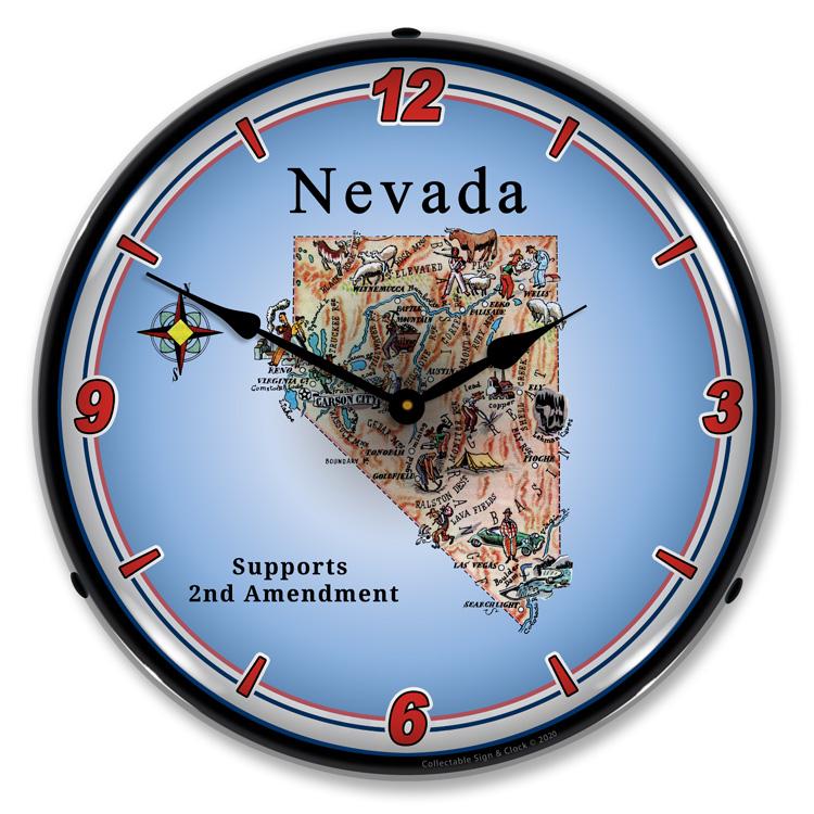 Collectable Sign and Clock – Nevada Supports the 2nd Amendment Clock Online