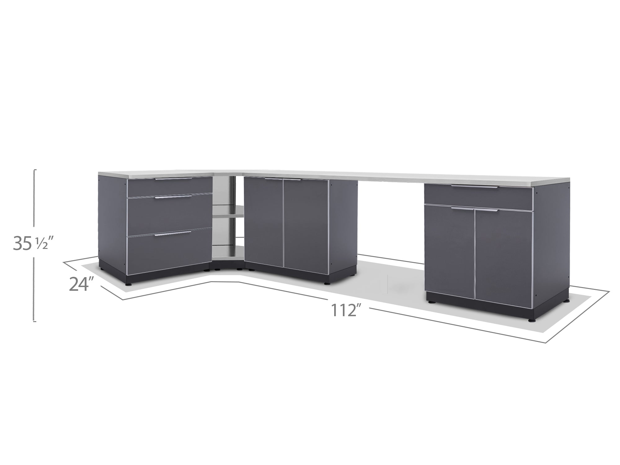 Newage Outdoor Kitchen 4 PC Cabinet Set in Slate Gray – 65282
