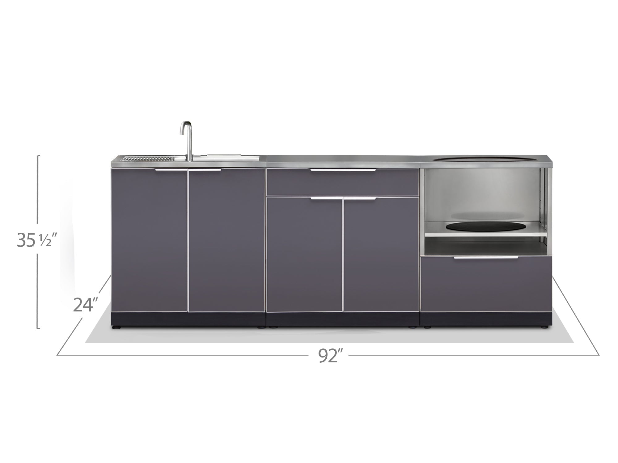 Newage Outdoor Kitchen 3 PC Cabinet Set in Slate Gray – 66223 Hot on Sale