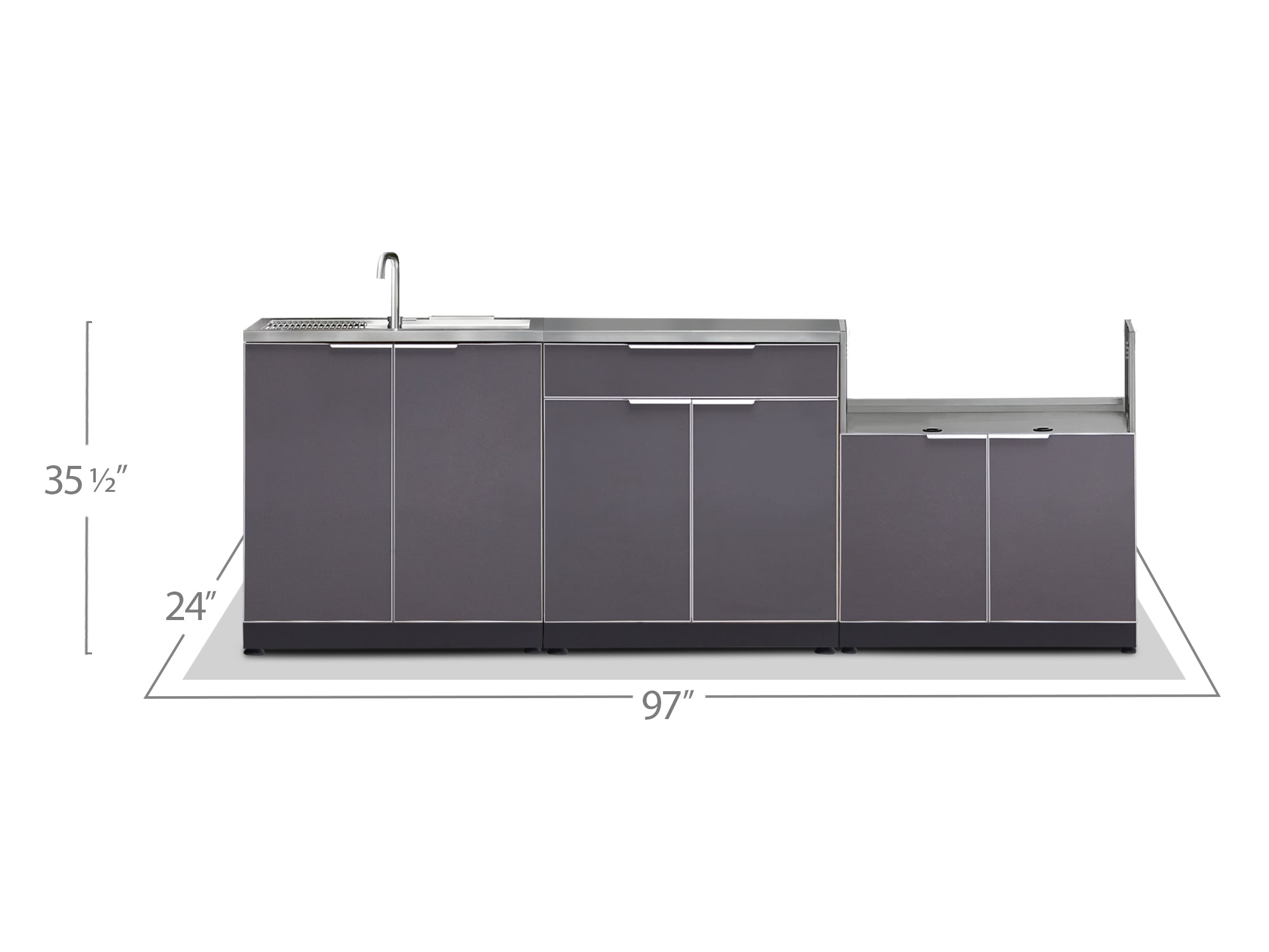 Newage Outdoor Kitchen 3 PC Cabinet Set in Slate Gray – 65287