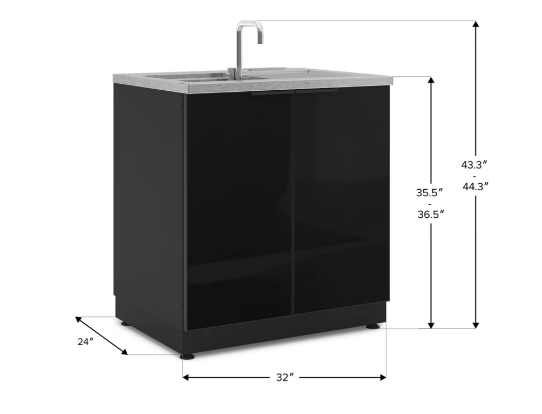 Newage Products 32-inch Black Outdoor Kitchen Aluminum Sink Cabinet – 70506 on Sale
