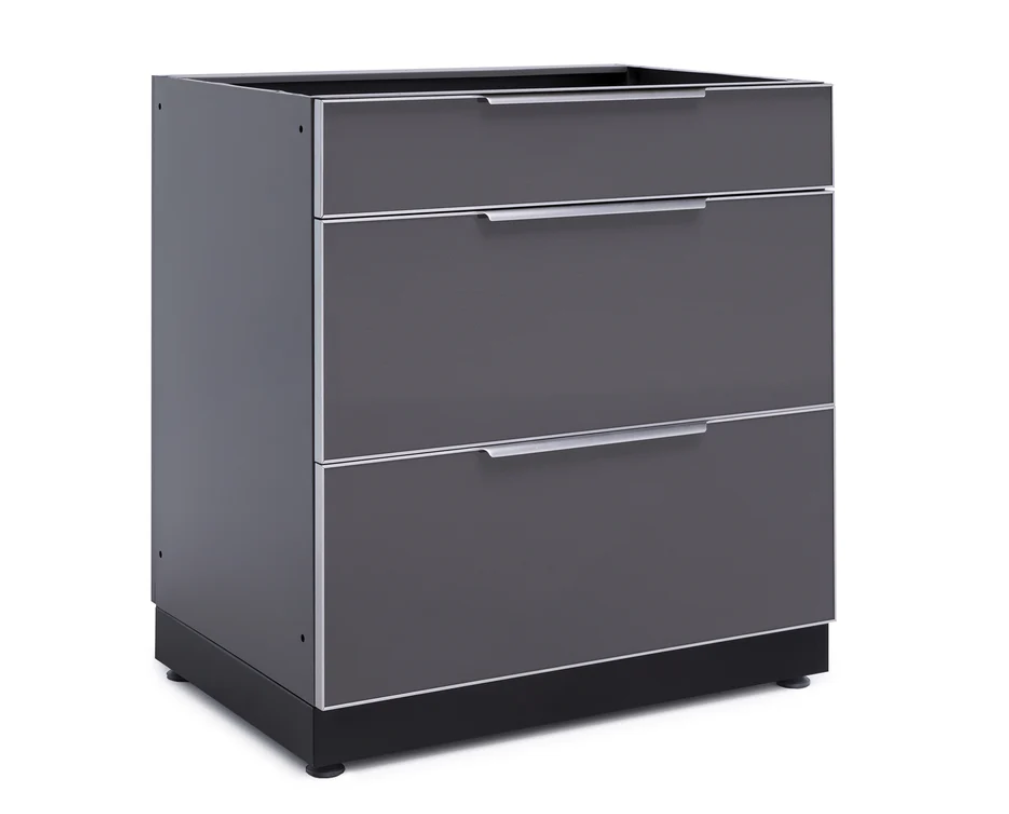 Newage Products Grey 32-inch Outdoor Kitchen Aluminum 3-Drawer Cabinet – 70203